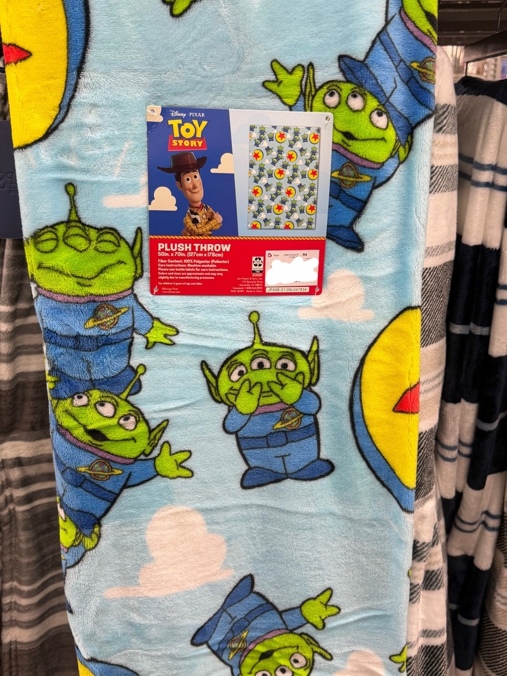 Disney Toy Story Alien Plush Throw - Light Blue, Green, Yellow